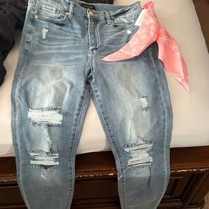 Juicy Couture Blue Distressed Jeans with Pink Accent
